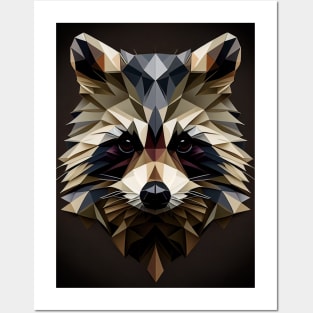 Triangle Raccoon - Abstract polygon animal face staring Posters and Art